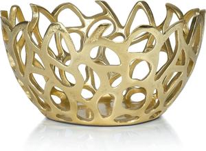 Frutero Moderno de Acero con Diseño Martillado Plateado, Elegante Tazón para Servir con Base Dorada, Decoración para el Hogar y Fiestas - Product Image 6