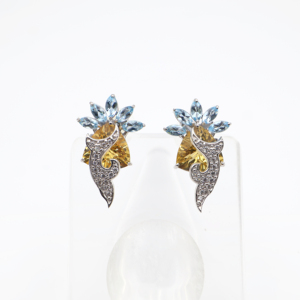 Ensemble pendentif et boucles d'oreilles en argent sterling 925 avec citrine naturelle et topaze bleue, plaqué rhodium, bijoux fins OEM ODM - Product Image 6