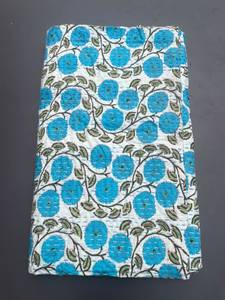 Edredón de Algodón Bordado a Mano con Patrón Floral Azul, Decoración Tradicional para el Hogar, Uso en Todas las Estaciones - Product Image 2