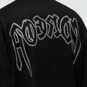 เสื้อยืดคอตตอนสตรีทแวร์โอเวอร์ไซส์ลายกราฟิกโลโก้แบบกำหนดเอง ประดับเพชร  ลายพิมพ์รีดร้อนสำหรับผู้ชาย - Product Image 2