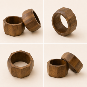 Anneaux de serviette géométriques faits à la main en bois naturel pour mariage, fête, décoration de table moderne et écologique pour la maison et le restaurant - Product Image 5