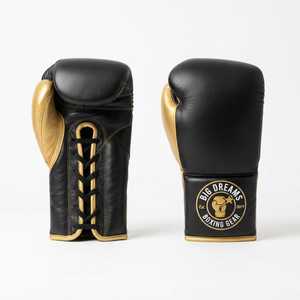 Gants de boxe en cuir Big Dreams, vert marine, à lacets, respirants, équipement d'entraînement pour adultes - Product Image 2
