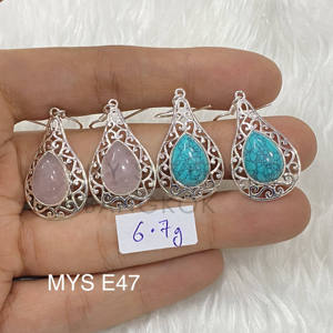 Turquoise & Moonstone <b>Earrings</b> Pear Shape Drop <b>Dangle</b> <b>Earrings</b> Handmade 925 Stamped <b>Silver</b> <b>Earrings</b> Wholesale Price Jewelry - Product Image 1