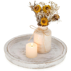 Bandeja Decorativa de Madera Estilo Rústico con Portavelas para Mesa de Centro, Estante de Almacenamiento para Encimera de Cocina Estilo Granja, Decoración - Product Image 1