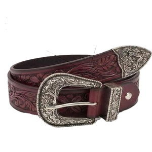 Unisex <b>Western</b> Leather Tooling <b>Belt</b> floral hand Carving Tooled Design Cowboy Cowgirl <b>Belt</b> with Designer Brass Buckle - Product Image 5