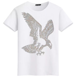 Camisetas de Manga Corta con Cuello Redondo para Hombre, al por Mayor, de Alta Calidad, 100% con Transferencia de Diamantes de Imitación, Personalizables, Venta Caliente - Product Image 1