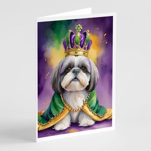 Shih Tzu King of Mardi Gras Cartes de vœux Pack de 8 capricieux A7 Taille 5x7 Cartes vierges avec enveloppes - Product Image 1