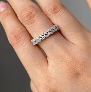 Anillo de Boda de Diamante Moissanite Blanco Redondo y en Forma de Marquesa, Plata de Ley 925, Anillo de Diamante Personalizado y Regalo para Ella - Product Image 5