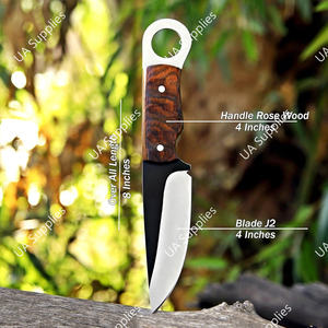 Cuchillo de Caza Fijo de Acero Inoxidable Hecho a Mano con Orificio para el Dedo, de Alta Calidad, Bajo MOQ, para Camping y Bushcraft al Aire Libre, OEM - Product Image 3