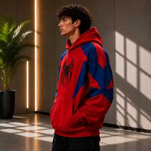 Sweat à capuche Spider, sweat à capuche graphique rouge avec emblème d'araignée brodé, sweat à capuche en molleton de coton pour homme, sweat à capuche streetwear - Product Image 2