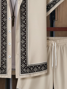 Best quality Men's Vacation Outfit Breathable Tropical Floral Shirt & Shorts <b>Set</b> Men's Fashionable Summer Suit for men's - Product Image 3