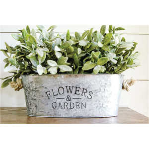 Rustic <b>Galvanized</b> Metal Oval Flower Pot <b>Tub</b> Vintage Farmhouse Garden Planter Pot with Hemp Rope Handles for Home Decor Planters - Product Image 1