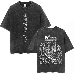 Camiseta de Manga Corta para Hombre, Estilo Informal, Cuello Redondo, 100% Algodón Tejido, 220g, con Estampado Digital Blanco, Transpirable, de Frieren Anime - Product Image 3