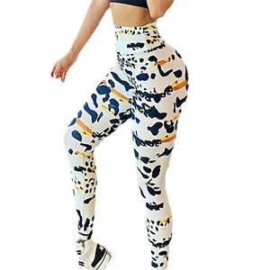 Leggings sans couture respirants en tricot taille mi-haute pour femmes, contrôle du ventre, pantalon de yoga imprimé par sublimation, fitness - Product Image 5