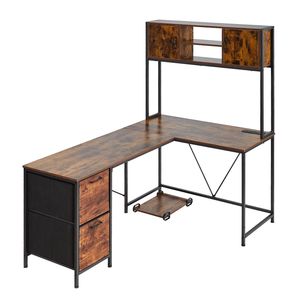 Scrivania da Gaming a L Reversibile da 62,2 Pollici con Luci LED, Supporto CPU e Prese di Corrente, Scrivania per Computer Mobile con Spazio di Archiviazione - Product Image 1