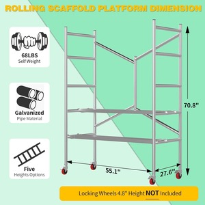 แท่นทำงานแบบมีล้อเลื่อน, นั่งร้านเคลื่อนที่แบบมีล้อ, นั่งร้านสำหรับงานก่อสร้างอาคาร, ทาสีภายใน, งานปรับปรุงบ้าน - Product Image 6