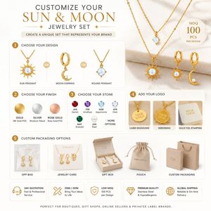 Ensemble de bijoux de luxe avec pierre de lune céleste, collier superposé et boucles d'oreilles pour femme, à porter au quotidien - Product Image 5