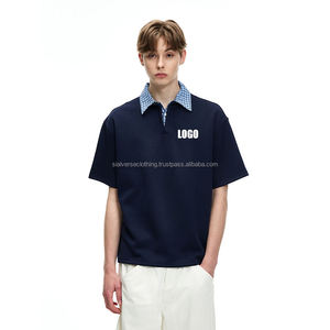Chemises pour hommes de haute qualité en polyester/coton 240g, motif uni, manches courtes, coupe ample, vêtements décontractés, respirant, tricoté - Product Image 3