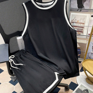 Ensemble de maillot de basket-ball noir unisexe, débardeur sans manches avec short, tissu en maille respirant, vêtements de sport pour adultes toutes saisons - Product Image 6