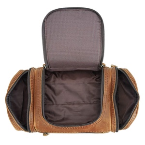 New Design High Quality Genuine Leather Shaving Kit Large Dopp Kit Toiletry Bag Custom Logo <b>Makeup</b> <b>Case</b> Men Women. - Product Image 5