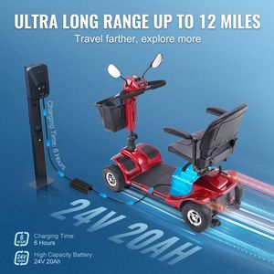 Scooter Eléctrico Plegable de Alta Resistencia con 4 Ruedas para Adultos y Personas Mayores, Alcance de 12 Millas, Scooter de Aluminio para Discapacitados - Product Image 4