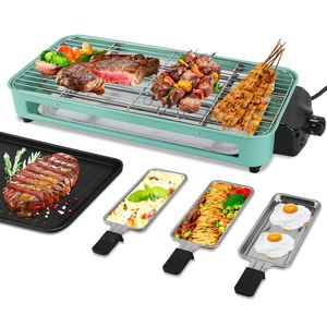 2000W <b>Electric</b> Indoor Grill 2-in-1 <b>BBQ</b> Grill with Removable Plate 5 Temperature Control 3 Small Trays and Dishwasher Safe - Product Image 2