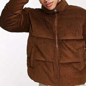 Winter Brown Color Blank <b>Velvet</b> <b>Mens</b> Streetwear Coat Warm Down Bubble <b>Jacket</b> - Product Image 2