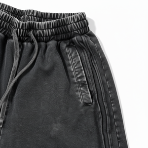 Conjunto Premium de Verano Informal de Dos Piezas, Camiseta y Pantalones Cortos, Color Negro Lavado, Paneles Sólidos, 100% Algodón Terry Ecológico, Logotipo Frontal - Product Image 5