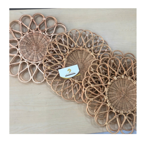 Rustic Natural Rattan Placemat Handmade <b>Round</b> Woven Dining <b>Table</b> <b>Mat</b> Eco Friendly Charger Plates for Wedding Party Decorations - Product Image 1