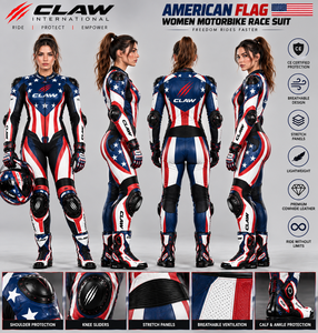 Combinaison de course pour femmes, drapeau américain, nylon, imperméable, ignifuge, respirante, vêtements de course automobile, combinaison de moto personnalisée - Product Image 4