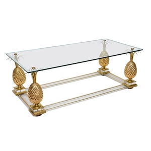 Table basse élégante en métal avec plateau en verre, design de table centrale haut de gamme pour une décoration intérieure contemporaine et stylée - Product Image 1