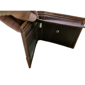 Portefeuille en cuir véritable pour homme, motif étoile, ouverture courte, mode, imperméable, broderie et décoration de lettres, durable, cadeau en espèces - Product Image 6