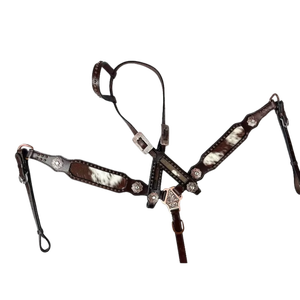 Ensemble de têtière et de peitorale en cuir de style western pour cheval, design clouté avec conchos, équipement d'équitation, fourniture en gros OEM, exportation Inde 2026 - Product Image 1