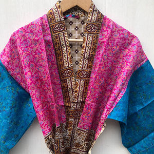 ชุดกิโมโนผ้าไหมแท้ 100% ดีไซน์เนอร์ ชุดลำลองสไตล์วินเทจ คอวี แขนยาว ชุดนอนสุดพิเศษ ชุดลำลอง ชุดคลุมบิกินี่ - Product Image 1