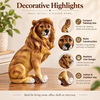 Ornement Lion Sauvage en Résine Compacte – Décoration Réaliste pour la Maison, le Bureau, l'Étagère ou la Salle d'Étude