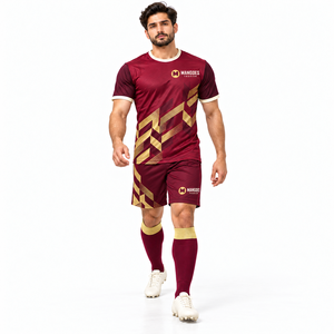Maillot de football unisexe respirant à col en V, manches courtes, rayé, écologique, antibactérien, anti-transpiration, sublimation 100% - Product Image 2