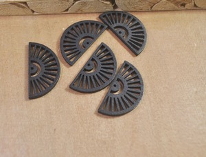 <b>Wooden</b> Fan Shape Earrings Black <b>Laser</b> <b>Cut</b> Geometric Design Craft Supplies - Product Image 6