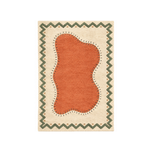 Tapis en laine tufté à la main Ochre Flowfield, tapis d'intérieur abstrait en laine de qualité supérieure, tapis de sol artisanal de designer - Product Image 1