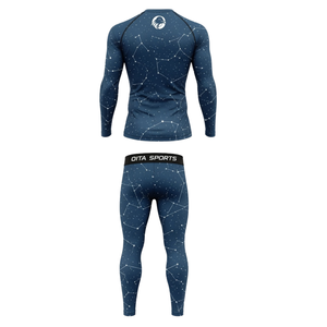 Ensemble de vêtements de sport pour homme, manches longues et leggings, en acier bleu, pour entraînement actif, compression, fitness, gym, sportswear, athlétique - Product Image 2