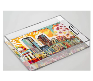 Contemporary Acrylic Printed Serving Storage Tray For Serving Beverages Snack Breakfast Artistic Organizer Tray For <b>Coffee</b> <b>Table</b> - Product Image 4