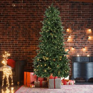 7.5ft YS Flocking Tied <b>Light</b> Christmas <b>Tree</b> Elegant and Luminous Holiday Decor - Product Image 1