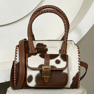 New Arrival Hair On Cowhide Leather Duffel Speedy Bag Genuine Leather <b>Handbag</b> for Women's Crossbody Travel Bag - Product Image 5