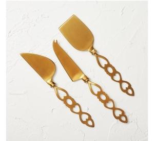 Ensemble élégant de couteaux à fromage et à dessert en laiton – Couverts tendance pour plateau de charcuterie moderne – Ustensiles chics pour servir le fromage - Product Image 6