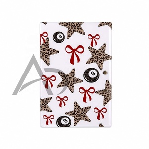 Custom Printed Acrylic Eyelash Tile with Leopard Stars <b>Red</b> <b>Bow</b> Ball Design With Magnets For Lash Tweezers Top Selling Lash Tiles - Product Image 1