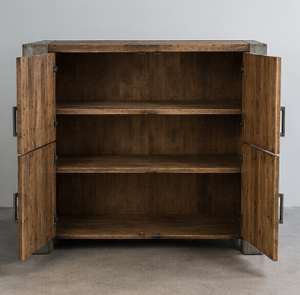 Armario Rústico de Madera y Hierro de Cuatro Puertas, Estilo Industrial, Mueble Vintage Hecho a Mano, Organizador para Sala de Estar - Product Image 2