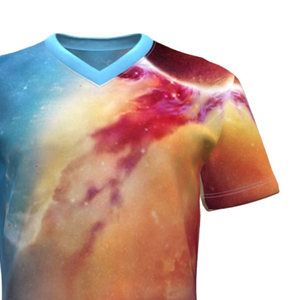 T-shirt à col rond pour homme, manches courtes, imprimé numérique sur le devant, tricot uni, 100% polyester, vêtement décontracté, coupe régulière, respirant - Product Image 6