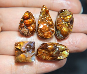 <b>Mexican</b> Fire Agate Loose Gemstone Smooth Druzy Cabochon Mix Shape for Pendant Ring - Product Image 2