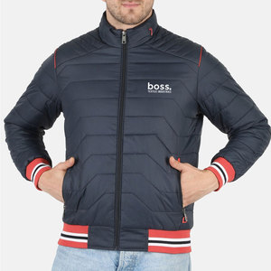 Chaqueta de lona para hombre con diseño personalizado, logotipo propio, cuello alto, logotipo en la parte delantera, chaqueta acolchada ligera, informal, para invierno - Product Image 1