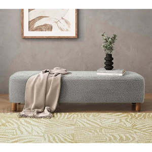 Lunara Modern Long Boucle Banco tapizado Dormitorio minimalista Cama otomana con patas de madera - Product Image 1