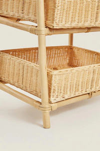 Étagère de rangement pour jouets à 3 niveaux pour enfants, en rotin naturel tressé, armoire de rangement pour poupées pour enfants. - Product Image 2